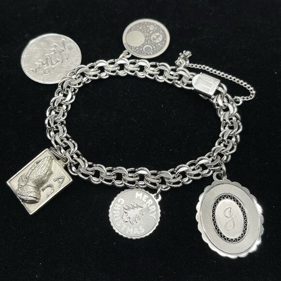 VTG Sterling Silver Charm Bracelet Rhythm 6.75" Forster Lamode Hayward 1960s - Picture 1 of 6